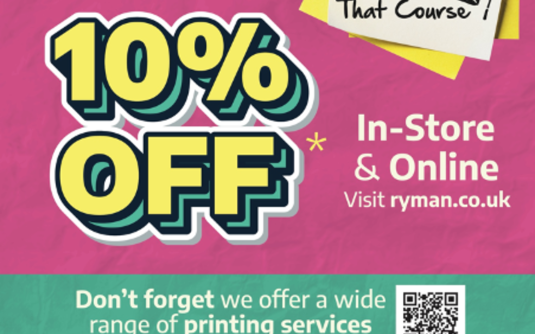 10% off for Students at Ryman